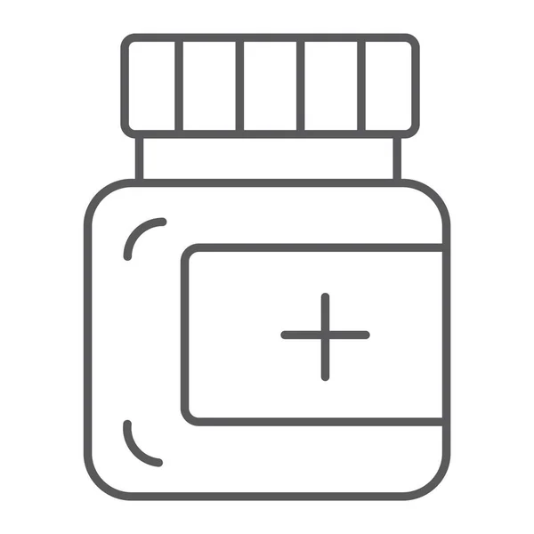 Onguent ligne mince icône, soins et médecine, signe de bouteille médicale, graphiques vectoriels, un motif linéaire sur un fond blanc . — Image vectorielle