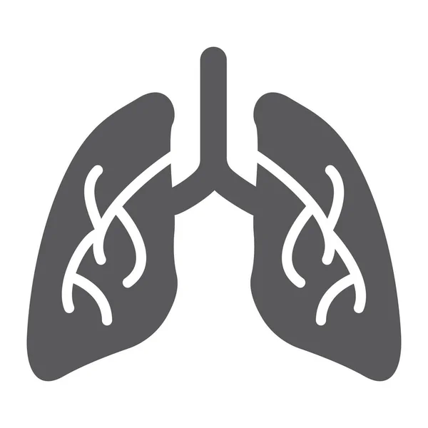 Icona del glifo polmonare, biologia e corpo, segno d'organo, grafica vettoriale, un solido motivo su sfondo bianco . — Vettoriale Stock
