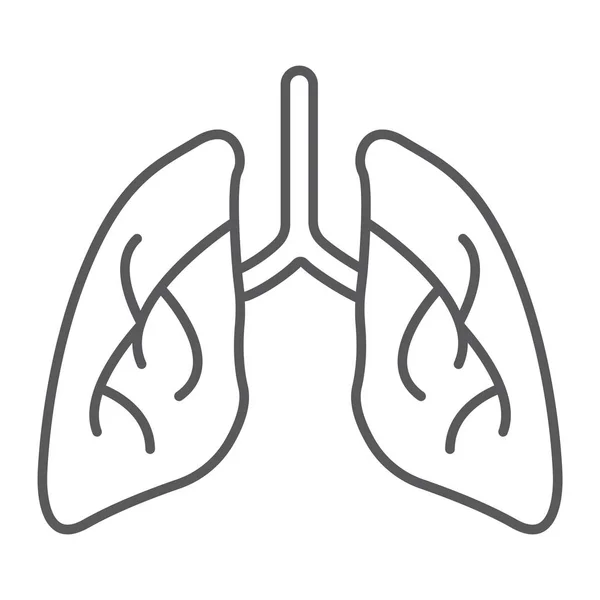 Lungs thin line icon, biology and body, organ sign, vector graphics, a linear pattern on a white background. — Stock Vector