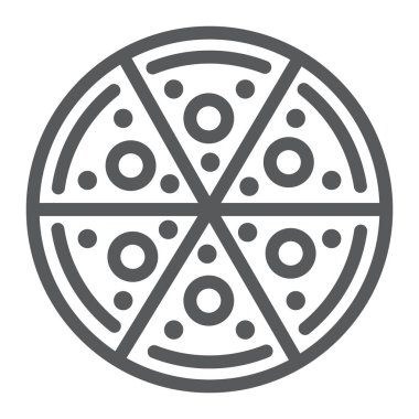 Pizza satırı simgesi, gıda ve İtalyan, hızlı gıda imzalayın, vektör grafikleri, doğrusal model beyaz bir arka plan üzerinde.