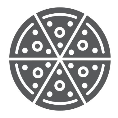 Pizza glif simgesi, gıda ve İtalyan, hızlı gıda imzalayın, vektör grafikleri, beyaz zemin üzerinde sağlam bir desen.