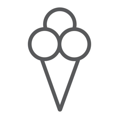 Dondurma satırı simgesi, yiyecek ve soğuk, tatlı işareti, vektör grafik, bir doğrusal model beyaz bir arka plan üzerinde.