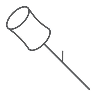 Hatmi ince çizgi simgesi, yemek ve tatlı, tatlı işareti, vektör grafikleri, doğrusal model beyaz bir arka plan üzerinde.