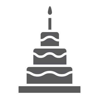 Kek glif simgesi, yemek ve tatlılar, tatlılar işareti, vektör grafikleri, beyaz zemin üzerinde sağlam bir desen.