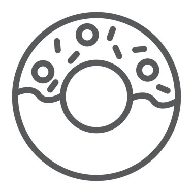 Çörek satırı simgesi, gıda ve şeker, pasta işareti, vektör grafikleri, doğrusal model beyaz bir arka plan üzerinde.