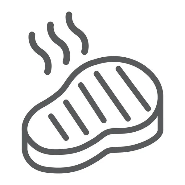 Steak Line Symbol, Essen und Mahlzeit, Fleisch Zeichen, Vektorgrafik, ein lineares Muster auf weißem Hintergrund. — Stockvektor