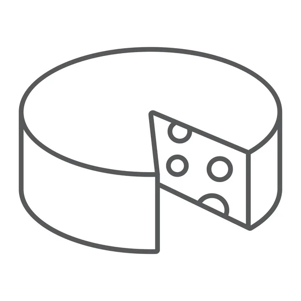 Icono de línea delgada de queso, comida y leche, signo de cheddar, gráficos vectoriales, un patrón lineal sobre un fondo blanco . — Archivo Imágenes Vectoriales