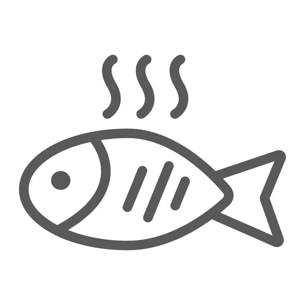 Linea di pesce icona, cibo e animali, segno di frutti di mare, grafica vettoriale, un modello lineare su sfondo bianco . — Vettoriale Stock
