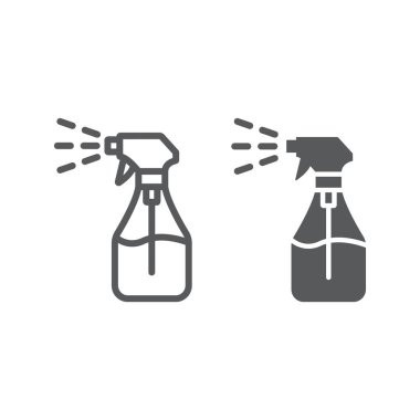 Foggy spray line and glyph icon, liquid and fluid, spray bottle sign, vector graphics, a linear pattern on a white background. clipart