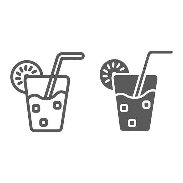 Linea di limonata e icona del glifo, cibo e bevande, segno di succo, grafica vettoriale, un modello lineare su sfondo bianco . — Vettoriale Stock