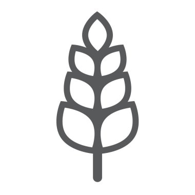 Buğday satırı simgesi, tarım ve çiftlik, tahıl işareti, vektör grafikleri, doğrusal model beyaz bir arka plan üzerinde.