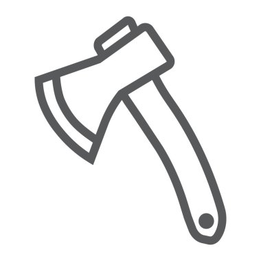 Axe satırı simgesi, aracı ve tomahawk, ax işareti, vektör grafik, bir doğrusal model beyaz bir arka plan üzerinde.