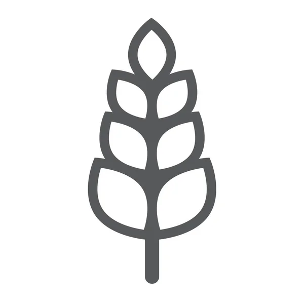 Weizenlinien-Symbol, Landwirtschaft und Bauernhof, Getreidezeichen, Vektorgrafik, ein lineares Muster auf weißem Hintergrund. — Stockvektor