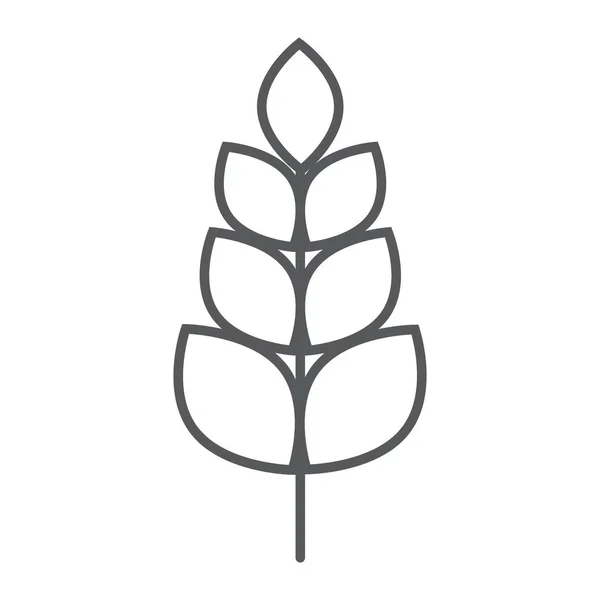 Weizen dünne Linie Symbol, Landwirtschaft und Bauernhof, Getreidezeichen, Vektorgrafik, ein lineares Muster auf weißem Hintergrund. — Stockvektor