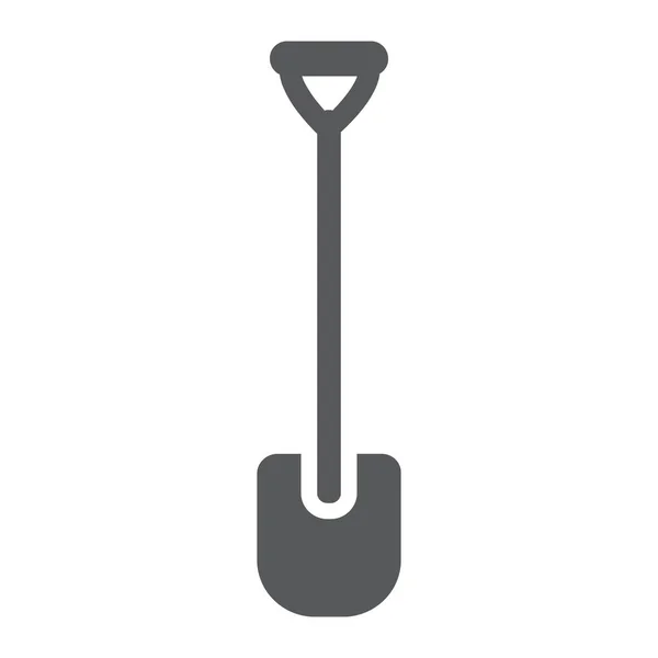 Ícone de glifo de pá, ferramenta e fazenda, sinal de escavador, gráficos vetoriais, um padrão sólido em um fundo branco . — Vetor de Stock