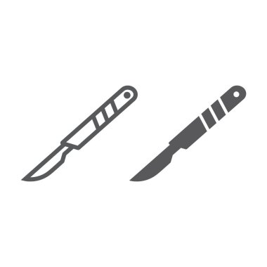 Scalpel line and glyph icon, cut and surgeon, medical blade sign, vector graphics, a linear pattern on a white background. clipart