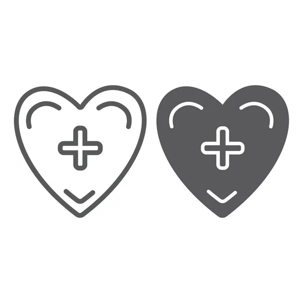 Corazón con línea transversal e icono de glifo, medicina y cardiología, signo de atención médica, gráficos vectoriales, un patrón lineal sobre un fondo blanco . — Vector de stock