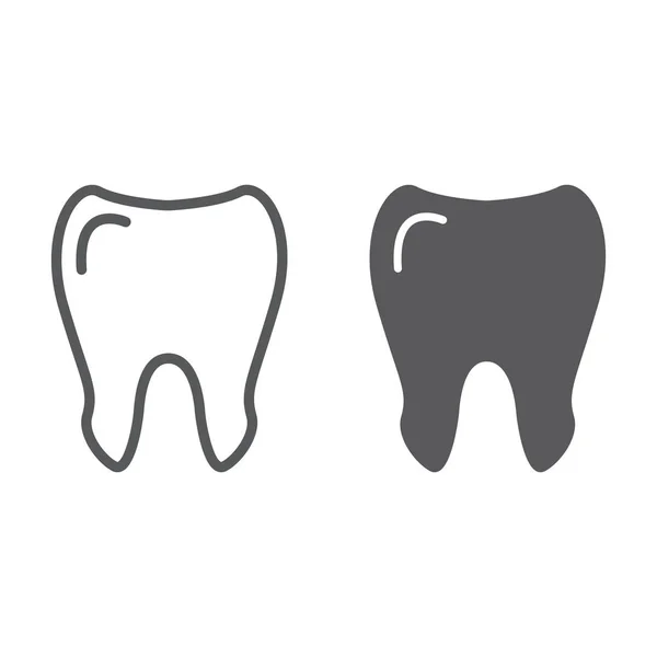 Línea de dientes e icono de glifo, medicina y dentista, signo dental, gráficos vectoriales, un patrón lineal sobre un fondo blanco . — Archivo Imágenes Vectoriales