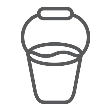 Kova satırı simgesi, aracı ve çiftlik, konteyner işareti, vektör grafikleri, doğrusal model beyaz bir arka plan üzerinde.