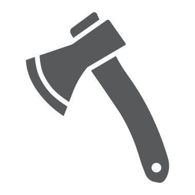 Axe glif simgesi, aracı ve tomahawk, ax işareti, vektör grafikleri, beyaz zemin üzerinde sağlam bir desen.