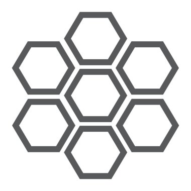 Petek satırı simgesi, arı ve bal, altıgen işareti, vektör grafik, bir doğrusal model beyaz bir arka plan üzerinde.