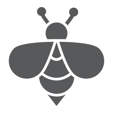 Arı glif simgesi, hayvan ve bal, böcek işareti, vektör grafikleri, beyaz zemin üzerinde sağlam bir desen.