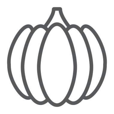 Kabak satırı simgesi, sebze ve çiftlik, kabak işareti, vektör grafik, bir doğrusal model beyaz bir arka plan üzerinde.