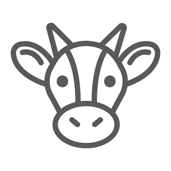 Cow line icon, animal and agriculture, cattle sign, vector graphics, a linear pattern on a white background. — Stock Vector