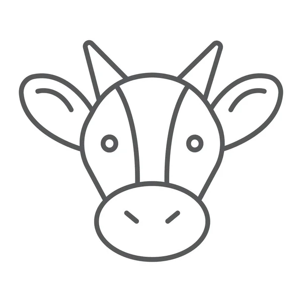Koe dunne lijn pictogram, dier en landbouw, vee ondertekenen, vector graphics, een lineair patroon op een witte achtergrond. — Stockvector