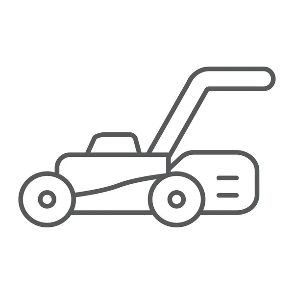Moteur de pelouse ligne mince icône, équipement et jardin, signe de coupe, graphiques vectoriels, un motif linéaire sur un fond blanc . — Image vectorielle
