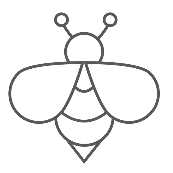 Pictograma liniei subțiri de albine, animal și miere, semn de insecte, grafică vectorială, un model liniar pe un fundal alb . — Vector de stoc