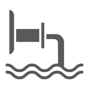 Atık boru glif simgesi, endüstriyel ve su, atıksu işareti, vektör grafikleri, beyaz zemin üzerinde sağlam bir desen.