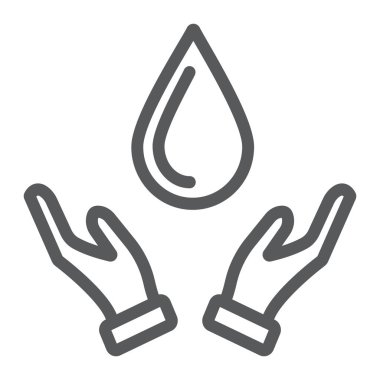 Eller satırı simgesi, doğa ve Kaydet, su işareti, vektör grafikleri, doğrusal bir desen beyaz zemin üzerine bırak.