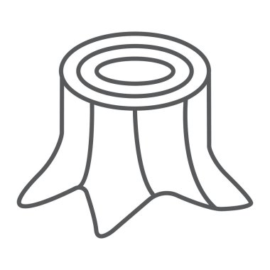 Stump ince çizgi simgesi, orman ve doğa, ahşap işareti, vektör grafikleri, doğrusal model beyaz bir arka plan üzerinde.