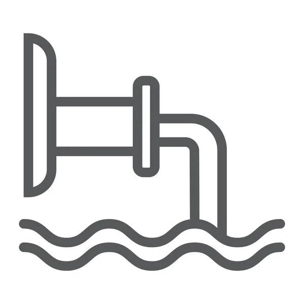 排水管ライン アイコン、工業と水、排水記号のベクトル グラフィックス、白い背景の上の線形パターン. — ストックベクタ