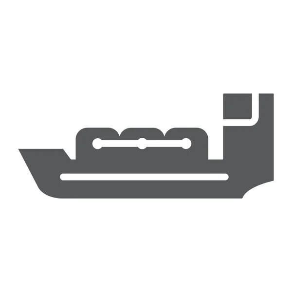 Tanker glyph icon, boat and ship, vessel sign, vector graphics, a solid pattern on a white background. — Stock Vector