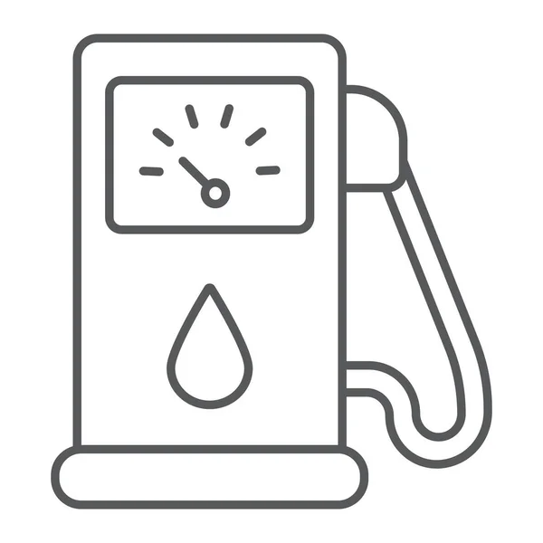 Icono de línea delgada de gasolina, combustible y gasolina, signo de bomba de gas, gráficos vectoriales, un patrón lineal sobre un fondo blanco . — Archivo Imágenes Vectoriales