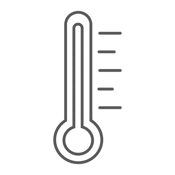 Icono de línea delgada del termómetro, medición e instrumento, signo de temperatura, gráficos vectoriales, un patrón lineal sobre un fondo blanco . — Archivo Imágenes Vectoriales