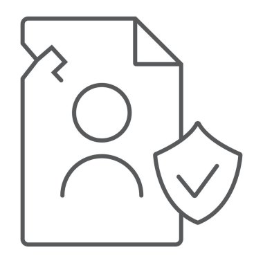 İhlali personall veri satırı simgesi, özel ince ve korumak, gizlilik ihlali işareti, vektör grafikleri, doğrusal model beyaz bir arka plan üzerinde.