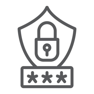 Parola koruma satırı simgesi, gizlilik ve erişim, güvenlik işareti, vektör grafikleri, doğrusal model beyaz bir arka plan üzerinde.