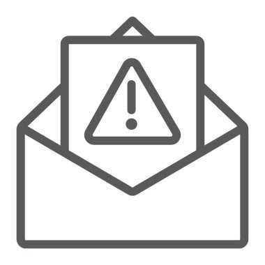 Uyarı satırı simgesi, mektup ve e-posta, uyarı posta işareti, vektör grafik, bir doğrusal model beyaz bir arka plan üzerinde Spam.