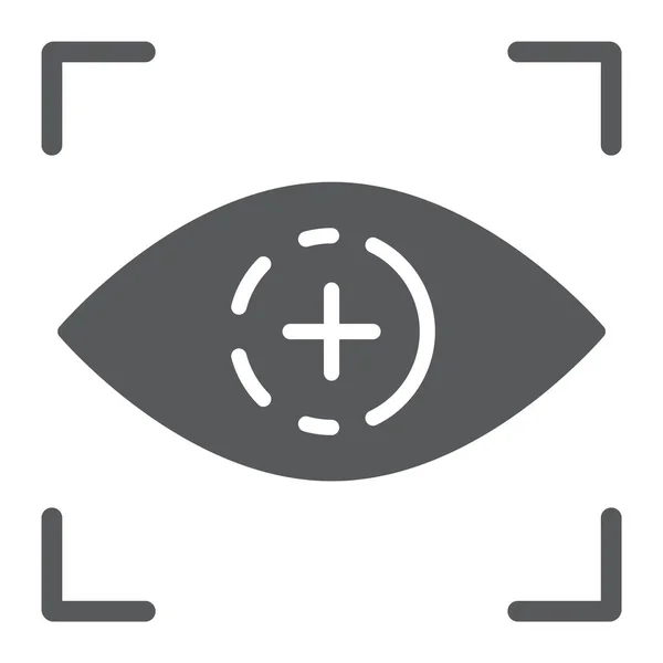 Icono de glifo de exploración ocular, acceso e identificación, signo de exploración de retina, gráficos vectoriales, un patrón sólido sobre un fondo blanco . — Vector de stock