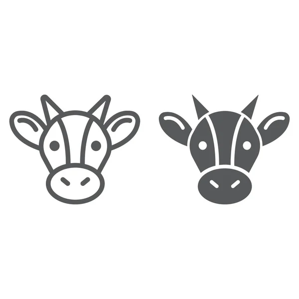 Línea de vaca e icono de glifo, animal y agricultura, signo de ganado, gráficos vectoriales, un patrón lineal sobre un fondo blanco . — Archivo Imágenes Vectoriales