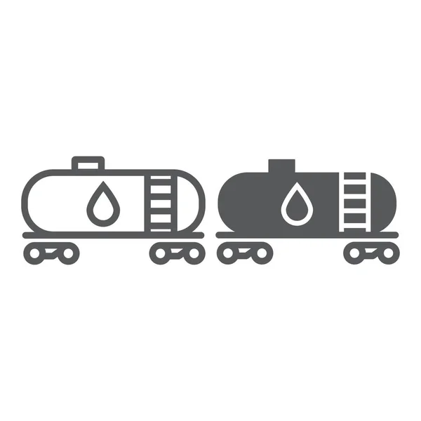Bränsle tank linje och Glyph ikon, bensin och fat, gas behållare skylt, vektor grafik, ett linjärt mönster på en vit bakgrund. — Stock vektor