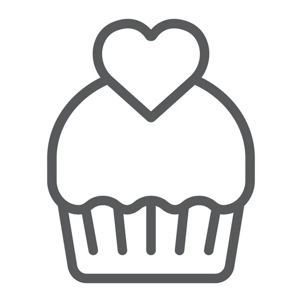 Cupcake line icon, bolo e doce, sinal de muffin, gráficos vetoriais, um padrão linear em um fundo branco . —  Vetores de Stock