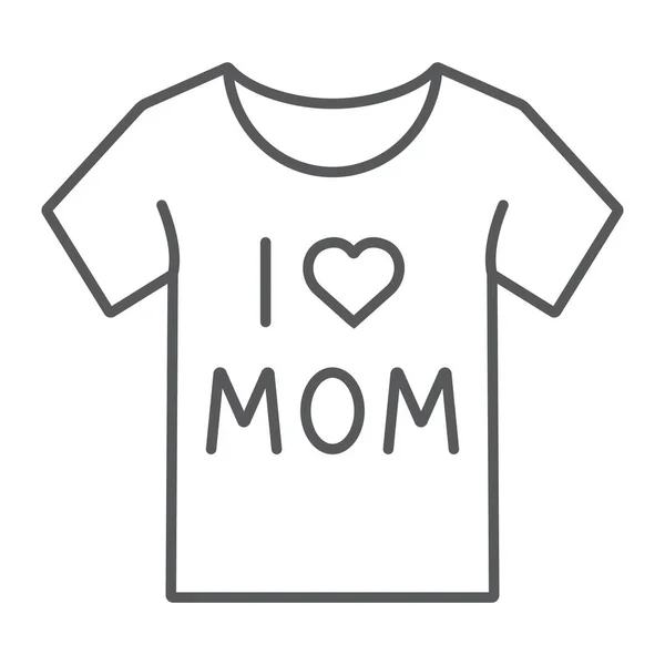 J'aime maman tshirt fine ligne icône, vêtements et texte, signe de chemise, graphiques vectoriels, un motif linéaire sur un fond blanc . — Image vectorielle