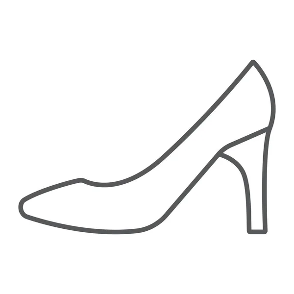 Zapatos de mujer icono de línea delgada, mujer y calzado, signo de tacón alto, gráficos vectoriales, un patrón lineal sobre un fondo blanco . — Archivo Imágenes Vectoriales