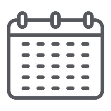 Takvim satırı simgesi, hatırlatma ve tarihi, zamanlama işareti, vektör grafikleri, doğrusal model beyaz bir arka plan üzerinde.