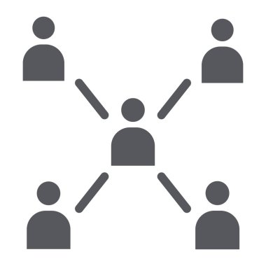 İnsanlar bağlanma glif simge, iletişim ve toplum, toplum işareti, vektör grafikleri, beyaz zemin üzerinde sağlam bir desen.