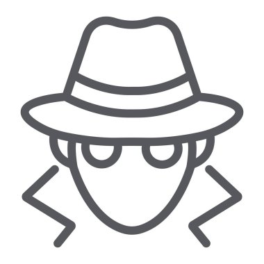 Dolandırıcılık satırı simgesi, gizli ve Ajan, casus işareti, vektör grafikleri, doğrusal model beyaz bir arka plan üzerinde.